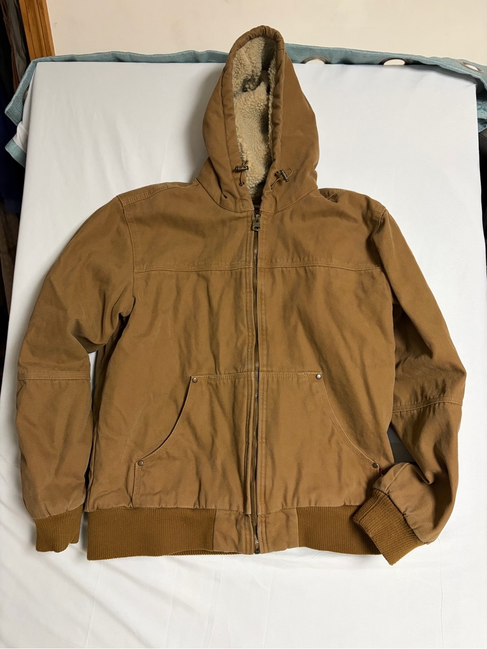 Levi's Tan Hooded Sherpa-Lined Bomber Jacket